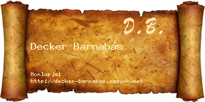 Decker Barnabás névjegykártya